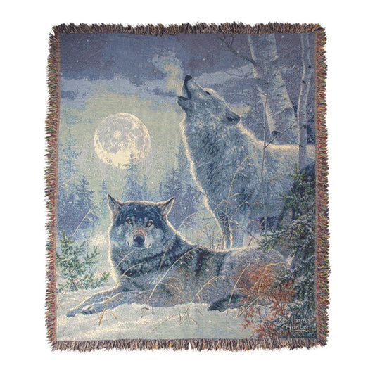 Winter Moonrise Tapestry Throw 50"x60" 100% Cotton