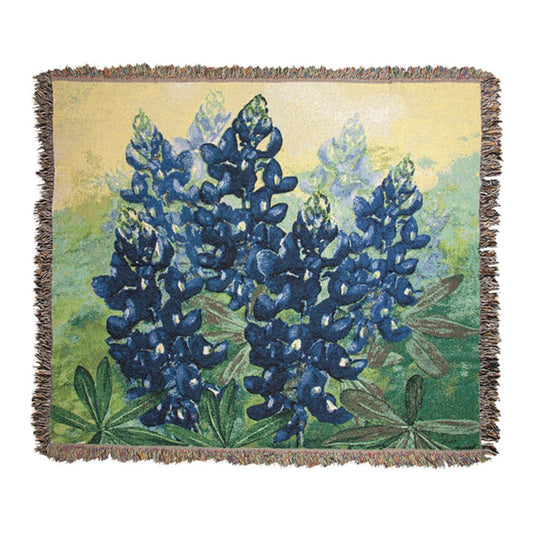 Blue Bonnet Tapestry Throw 50"x60" 100% Cotton