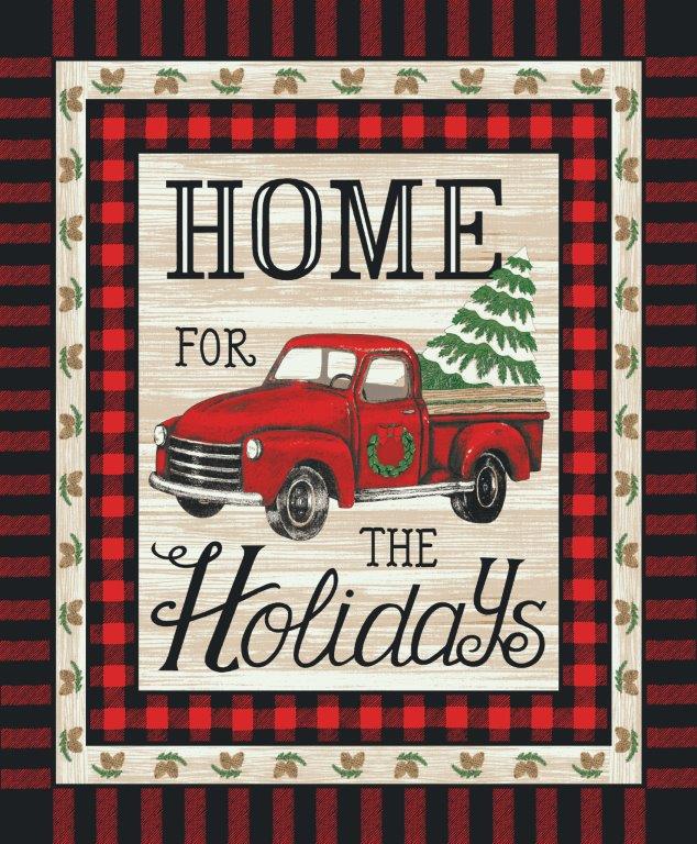 Red Truck Holiday Flannel Sherpa Throw 50x60"