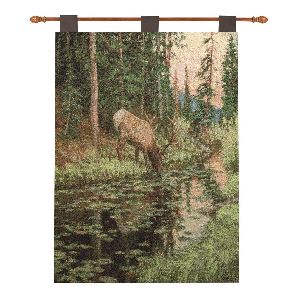 Forest Pool Tapestry Wallhanging 26"x36" With Wooden Rod