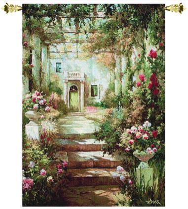 Summer Pergola Grande Wall Hanging 35x47 Inch Tapestry with Rod