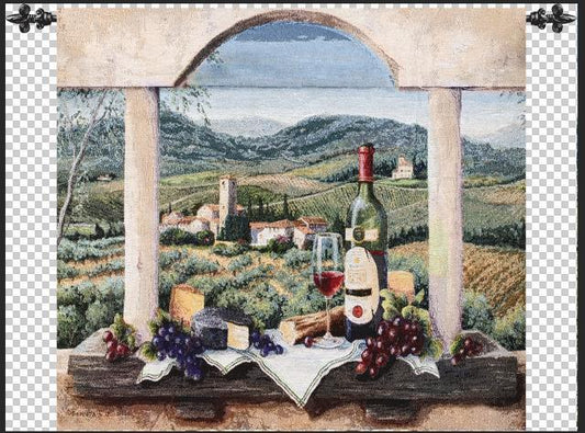 Vin De Provence Grande Wall Hanging 35x30 inch Tapestry