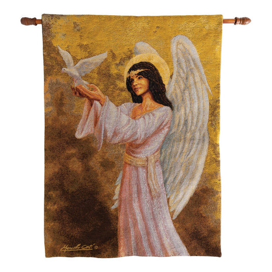 Angel With Dove Woven Wall Hanging 26" x 36"