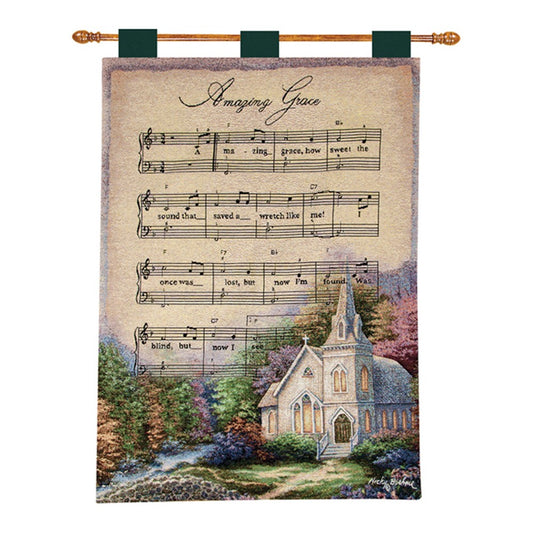 Church In The Country/Amazing Grace Wall Hanging 26x36 inch Tapestry w/Hanger