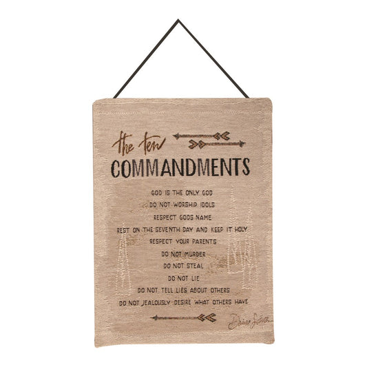 Ten Commandments Brown-Tapestry Bannerette 13x18 Inch with Hanger