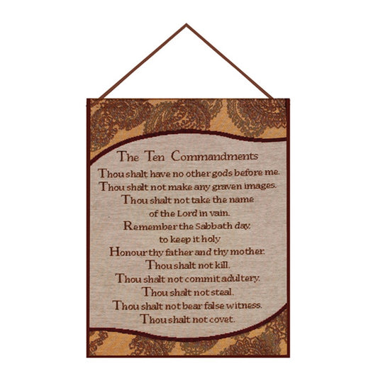 Ten Commandments Tapestry Bannerette 13x18 Inch with Hanger