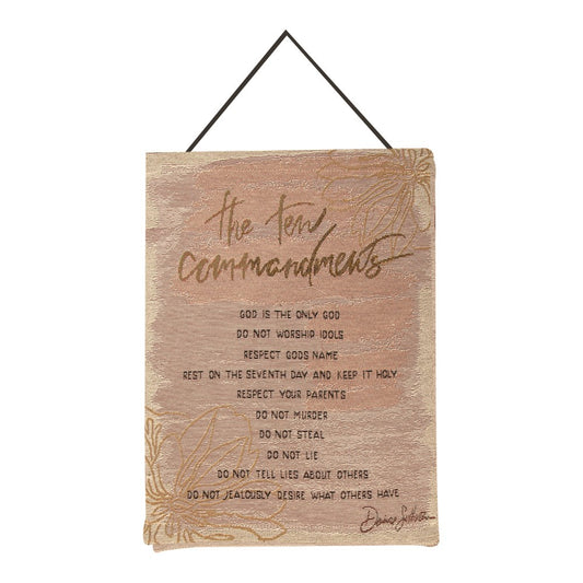 Ten Commandments Pink-Tapestry Bannerette 13x18 Inch with Hanger