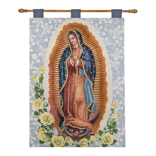 Our Lady of Guadalupe Tapestry Wall Hanging 26x36 Inch with Rod