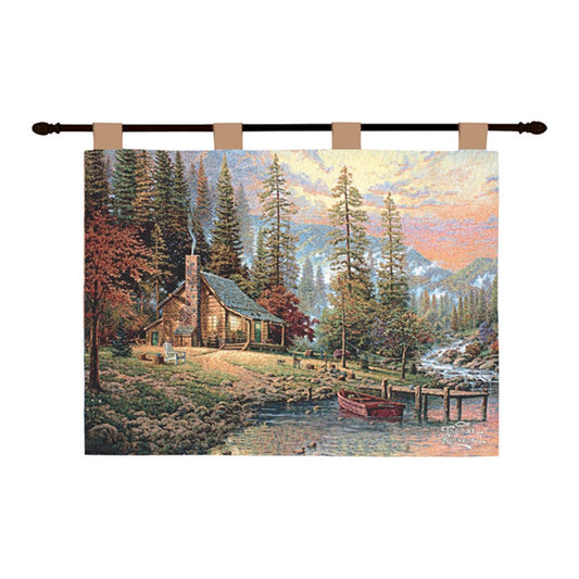 Thomas Kincade - A Peaceful Retreat Tapestry Wall Hanging 36x26 Inch