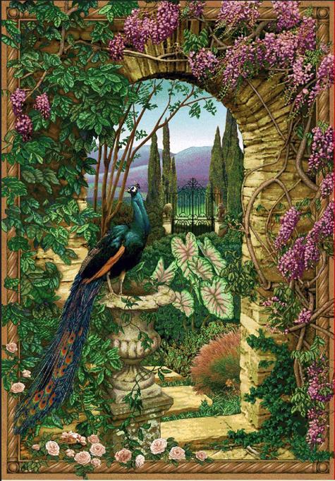 Secret Garden Grande Wall Hanging 56x80 inch Tapestry with Rod