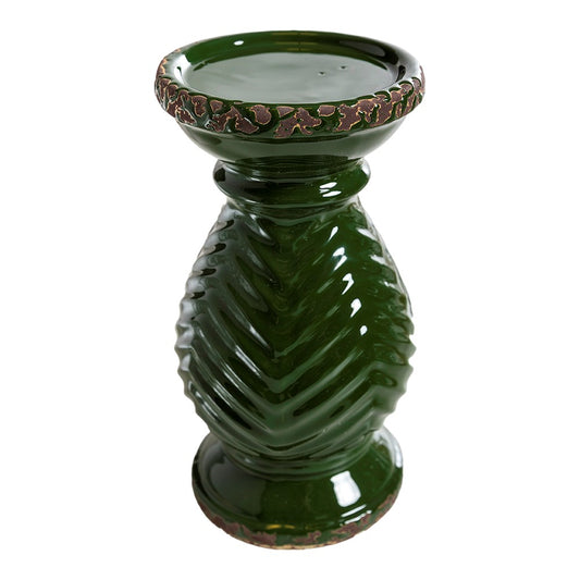 Earth Candle Holder Verde Large 5x5x10 Set of 2