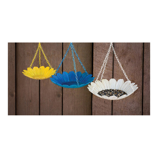 Metal Daisy Hanging Dish - Bird Feeder - 3 pc set