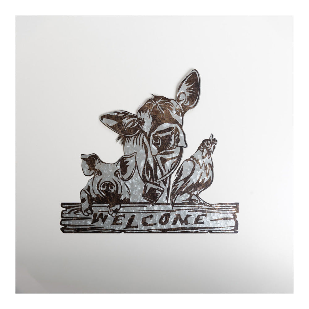 Baryard Metal Welcome Sign 18.75x17