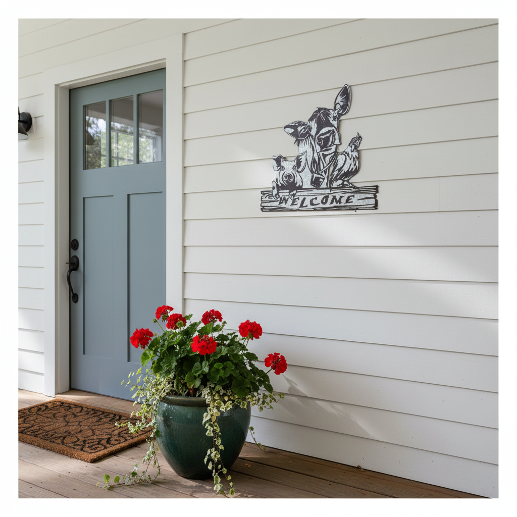 Baryard Metal Welcome Sign 18.75x17