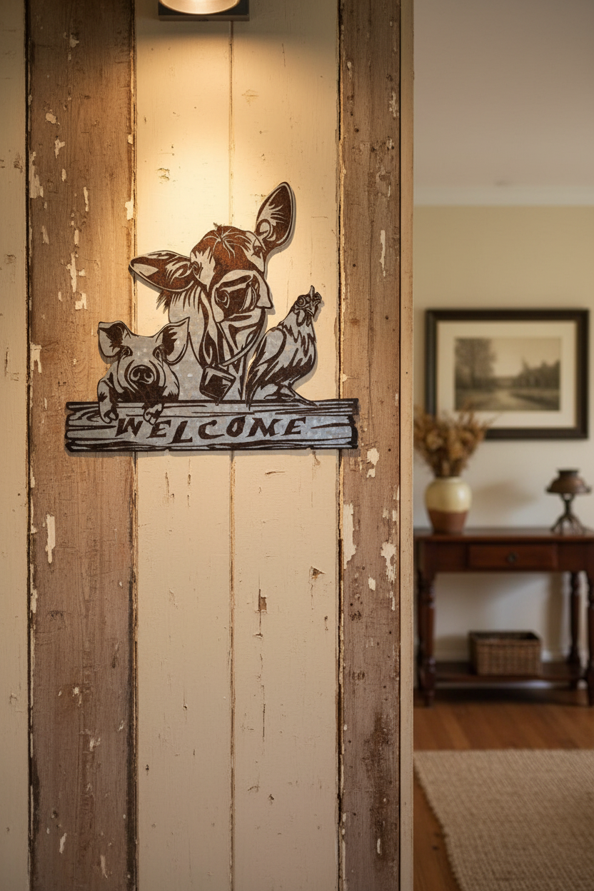Baryard Metal Welcome Sign 18.75x17