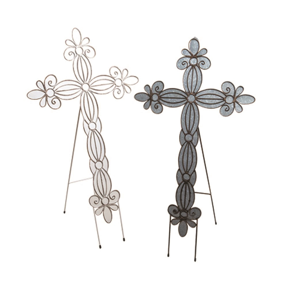 Metal Cross Easel - Galvanized Set of 2