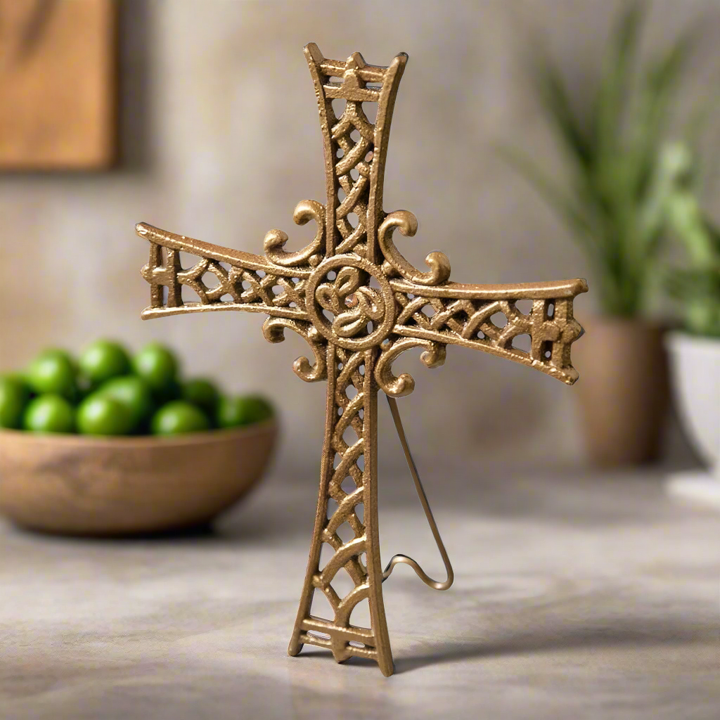 Stand On The Solid Rock Cast Iron Cross Set of 2