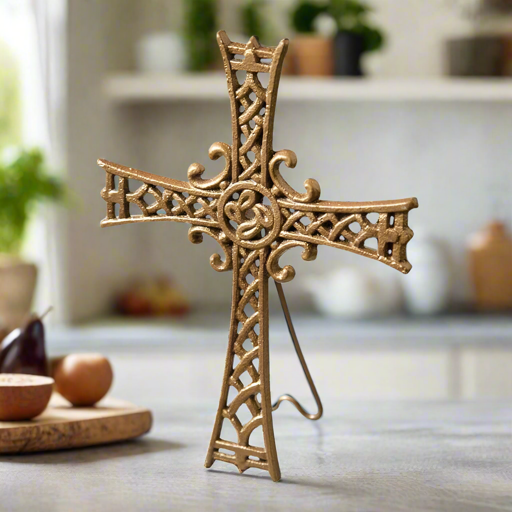 Stand On The Solid Rock Cast Iron Cross Set of 2