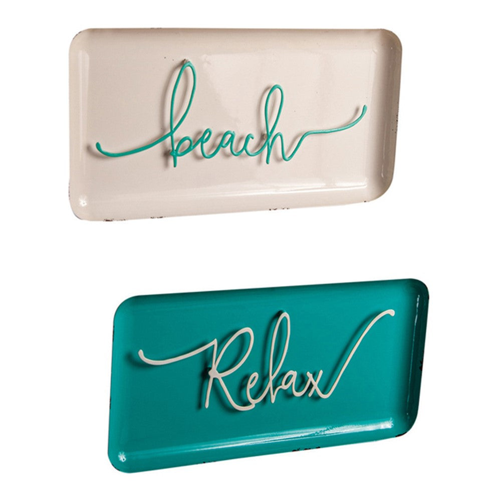 Beach/Relax Metal Wall Art Sign S/2