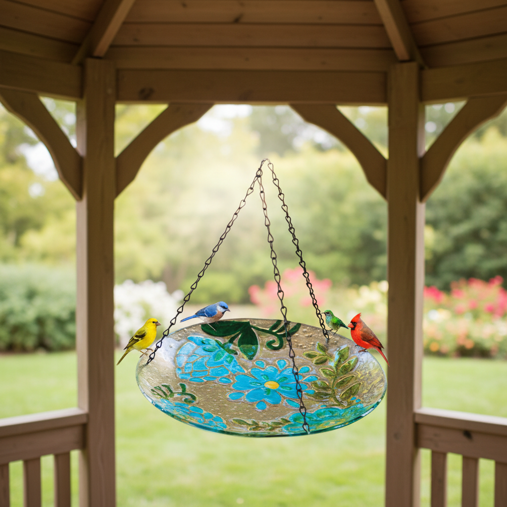 Hanging Glass Birdfeeder
