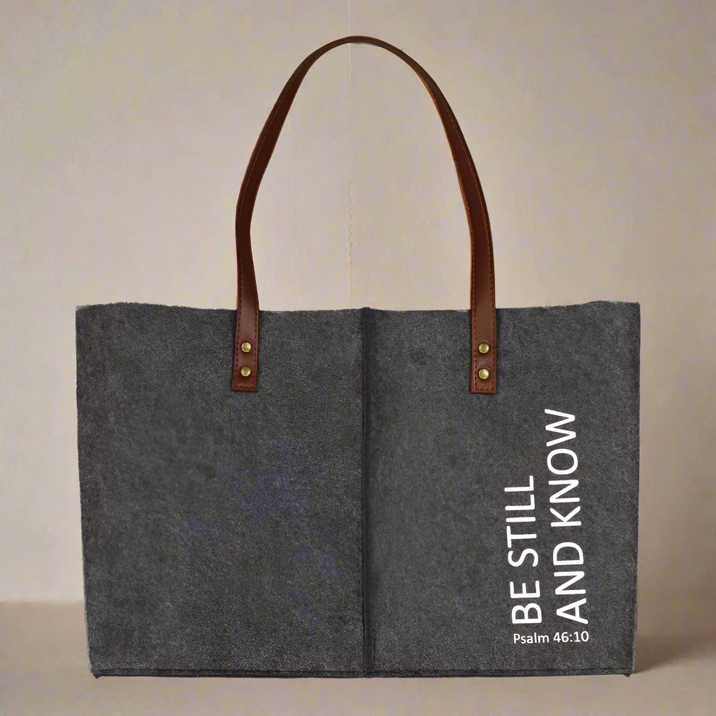 Be Still And Know Felt Insprirational Tote