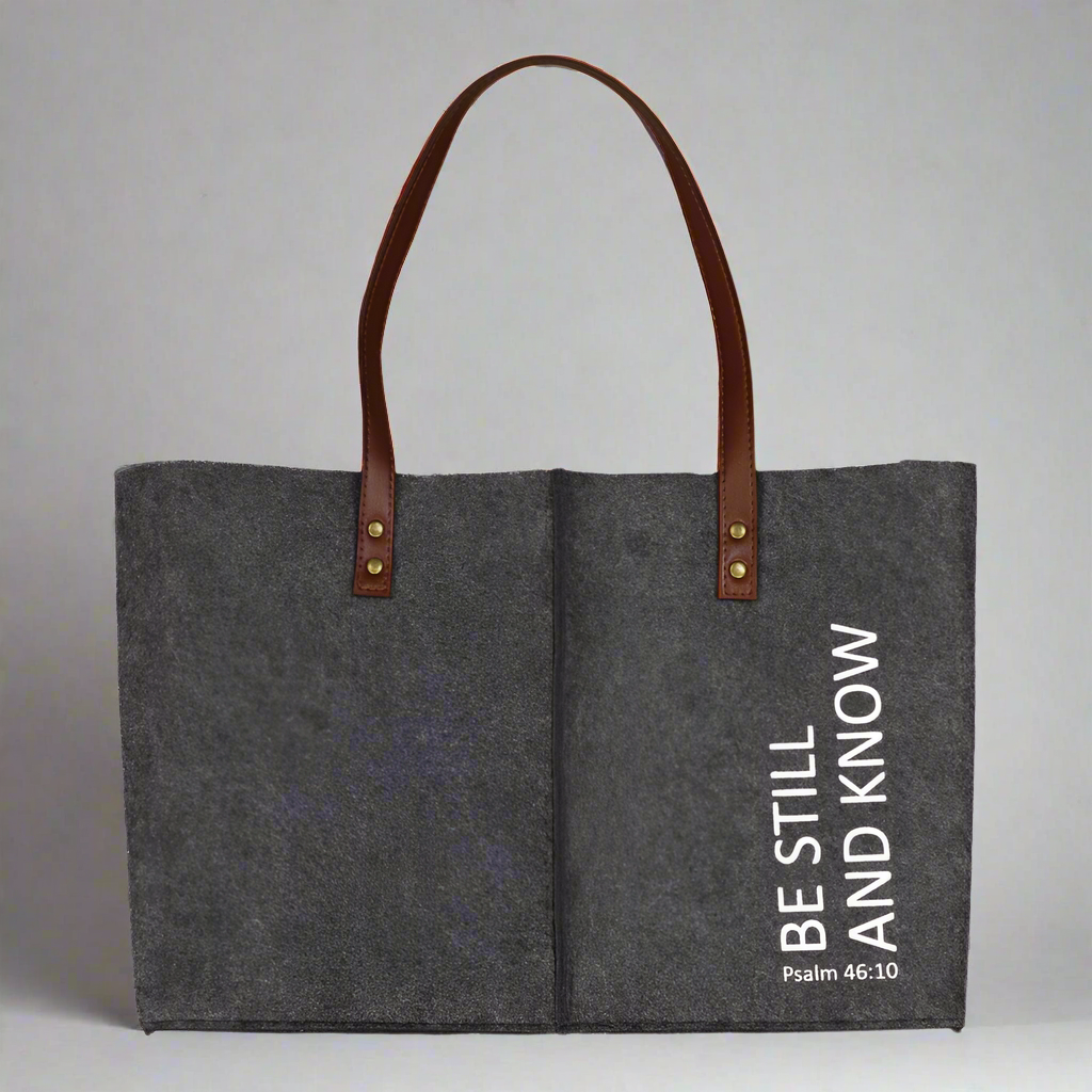 Be Still And Know Felt Insprirational Tote