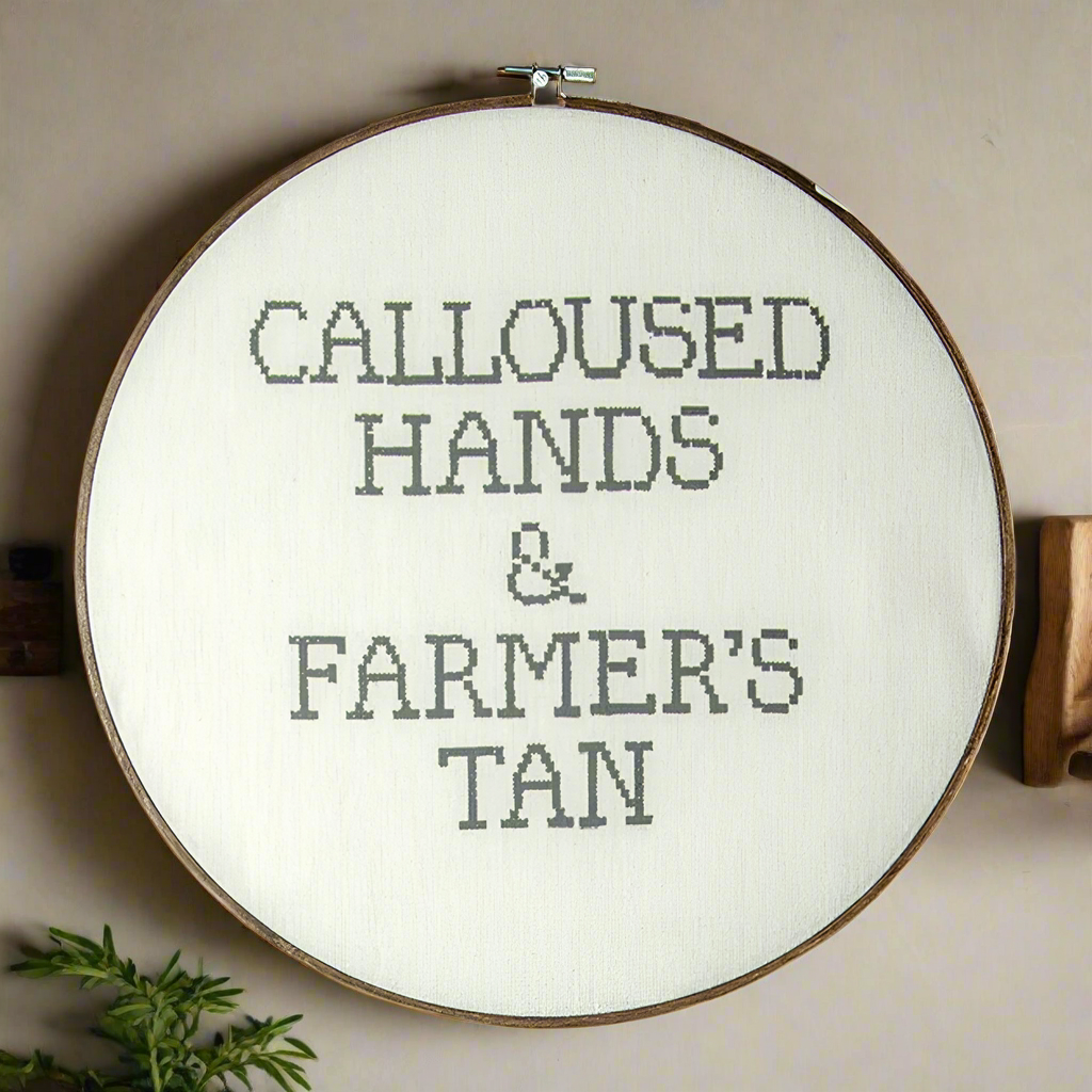 Farmer's Tan Embroidery Loop Sign Sign