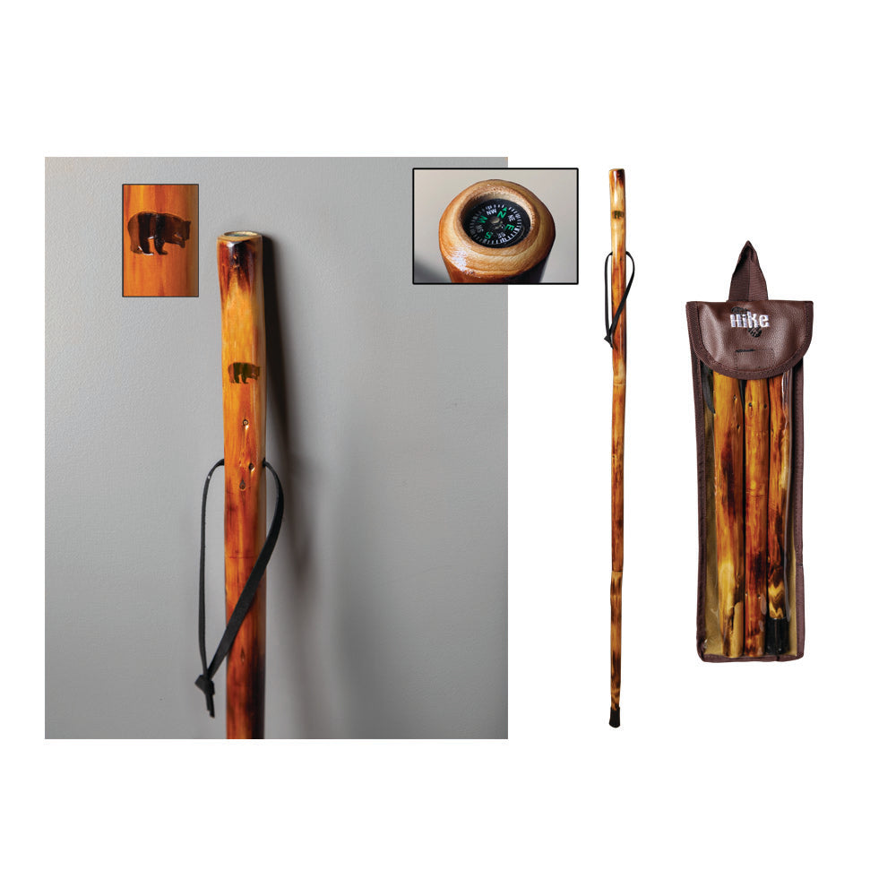 Take A Hike Compass Walking Stick With Compass & Pouch - Bear Silhouette