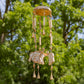 Set of 6 Assorted Metal Hanging Wind Chimes with Dangling Accents