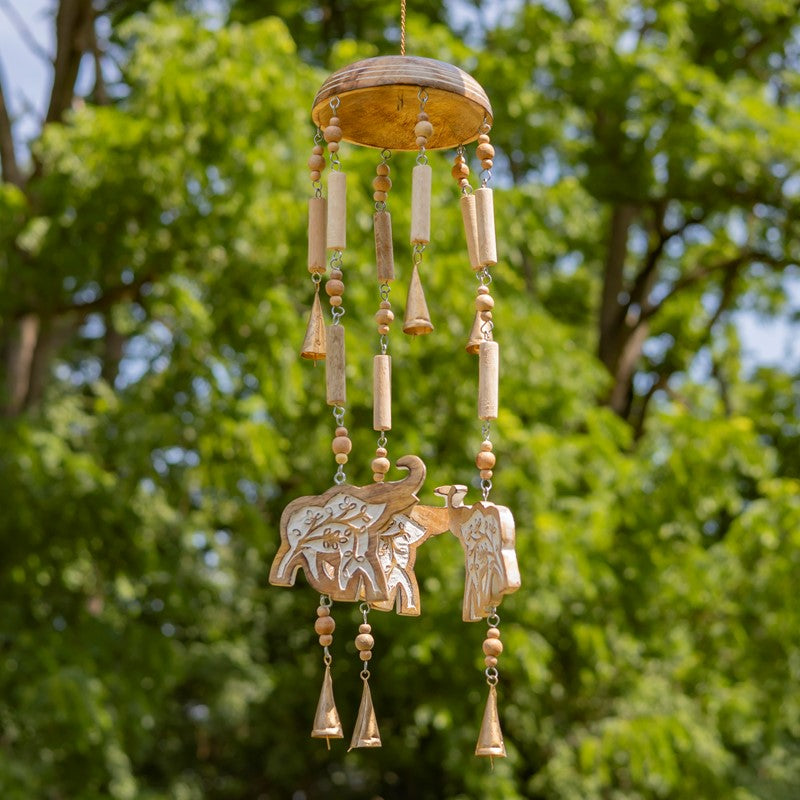 Set of 6 Assorted Metal Hanging Wind Chimes with Dangling Accents