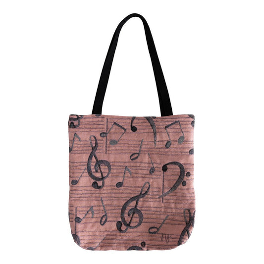 Music Note With Flowers - Woven Tote 17" x 17"
