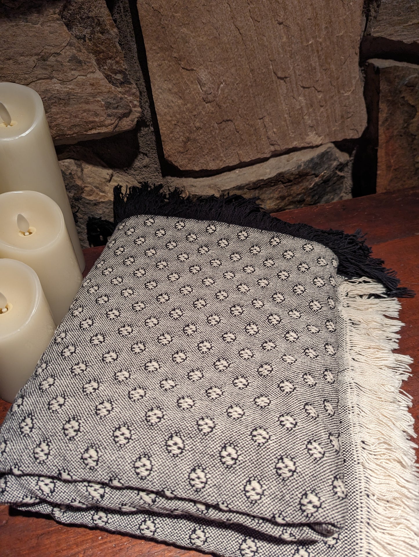 Classic Black & White Woven Throw Blanket - Made in the USA