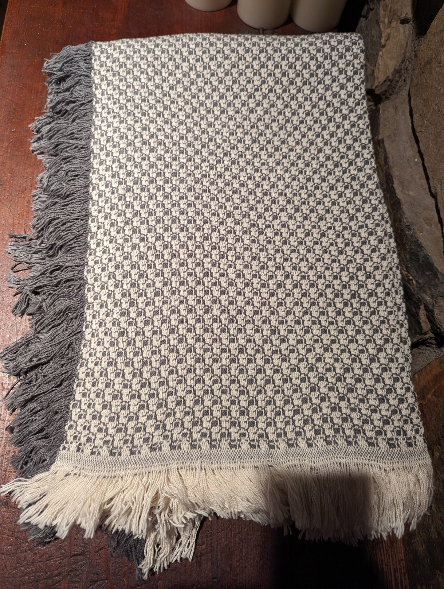 Premium Gray & White Woven Throw Blanket - Made in the USA