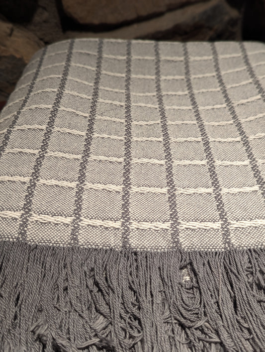 Exceptional Gray & White Woven Throw Blanket - Made in the USA