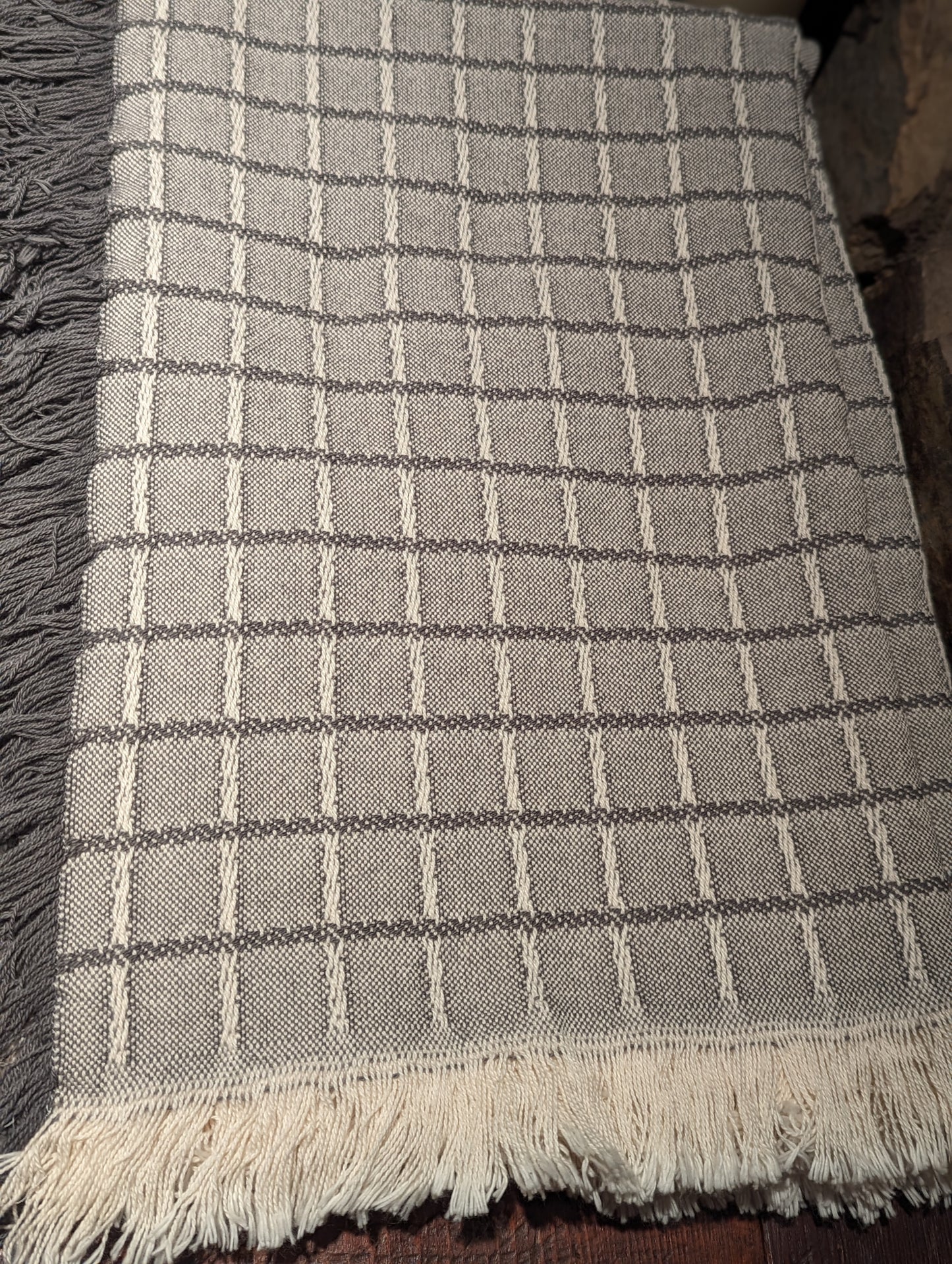 Exceptional Gray & White Woven Throw Blanket - Made in the USA