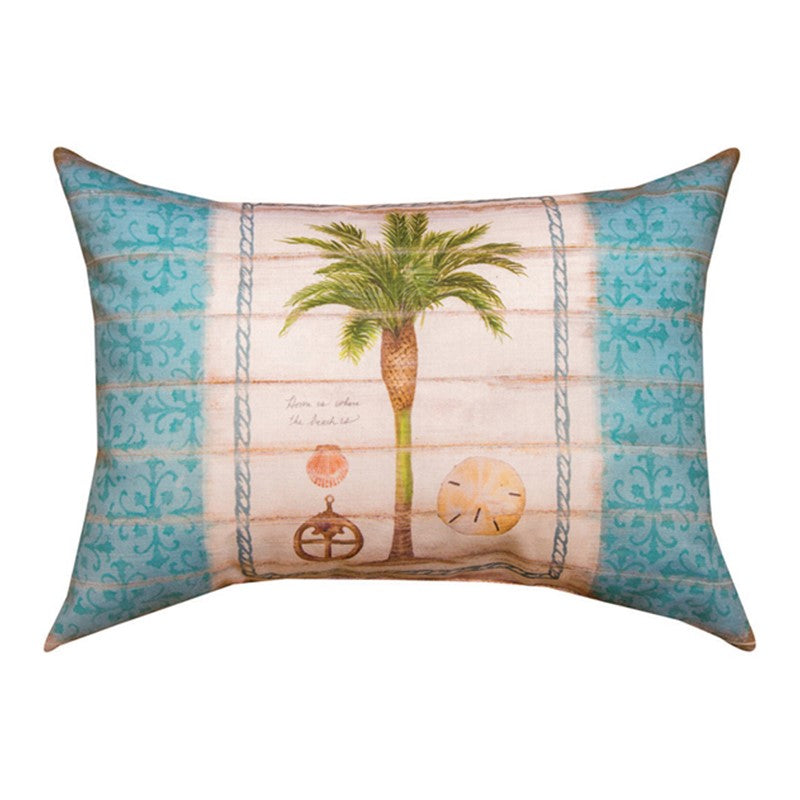 Palm Tree Blues Sand Dollar Pillow 18"x13"  Indoor/Outdoor