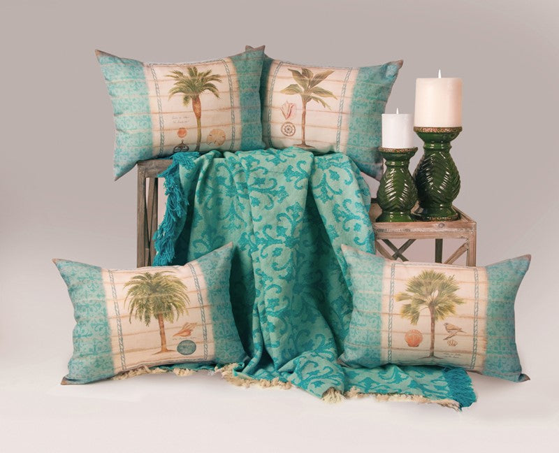 Palm Tree Blues Sand Dollar Pillow 18"x13"  Indoor/Outdoor