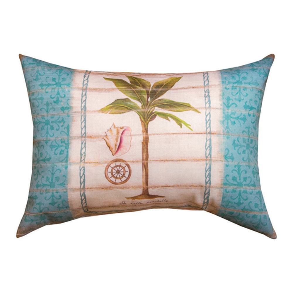 Palm Tree Blues Sand Dollar Pillow 18"x13"  Indoor/Outdoor