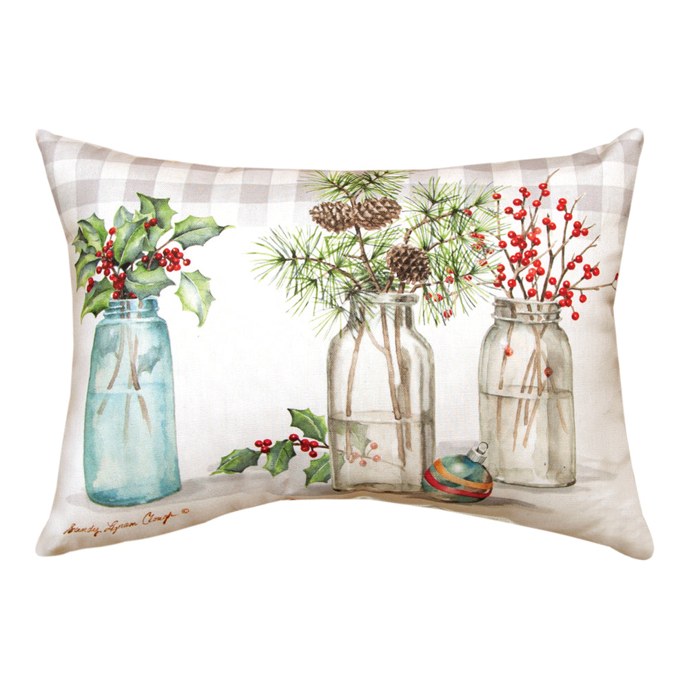 Christmas Gatherings Climaweave Pillow 18"x13" Indoor/Outdoor