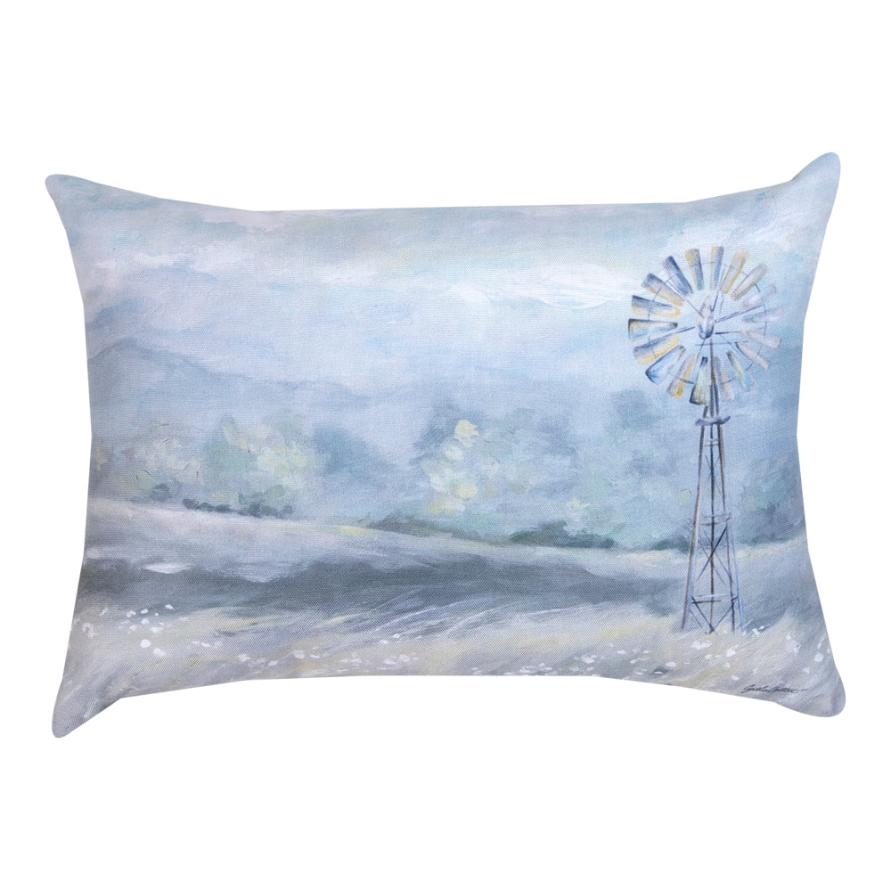 Country Meadow Windmill Climaweave Pillow 18"X13" Indoor/Outdoor