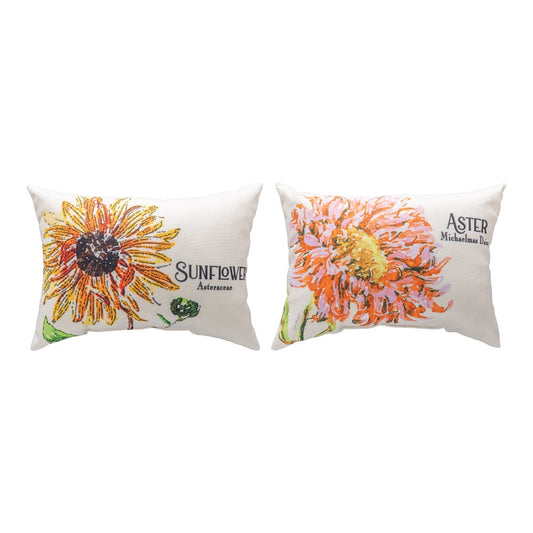Flower Garden Aster-Sunflower Climaweave Pillow 18x13