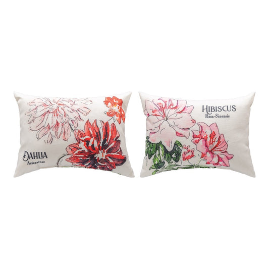 Flower Garden Dahlia & Hibiscus Climaweave Pillow 18x13