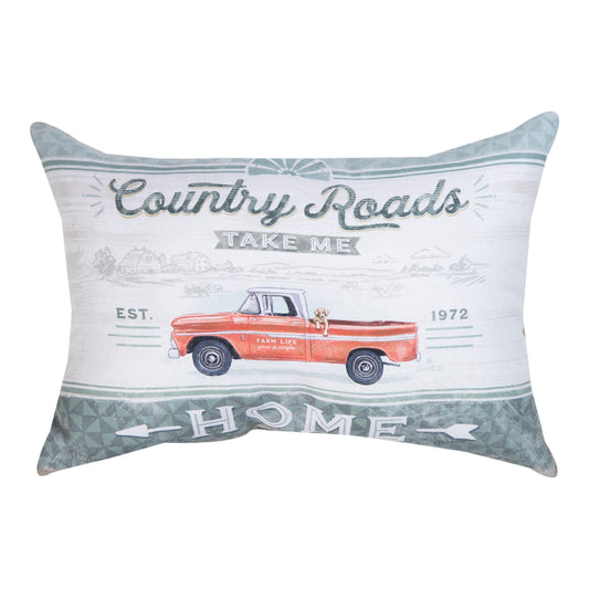Farmhouse Living Country Roads Climaweave Pillow 18"X13" Indoor/Outdoor