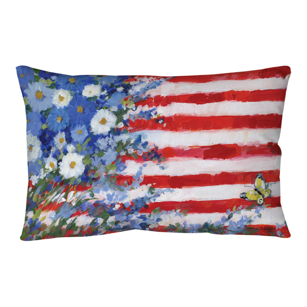 Flowers on Flag Climaweave Pillow 18x13