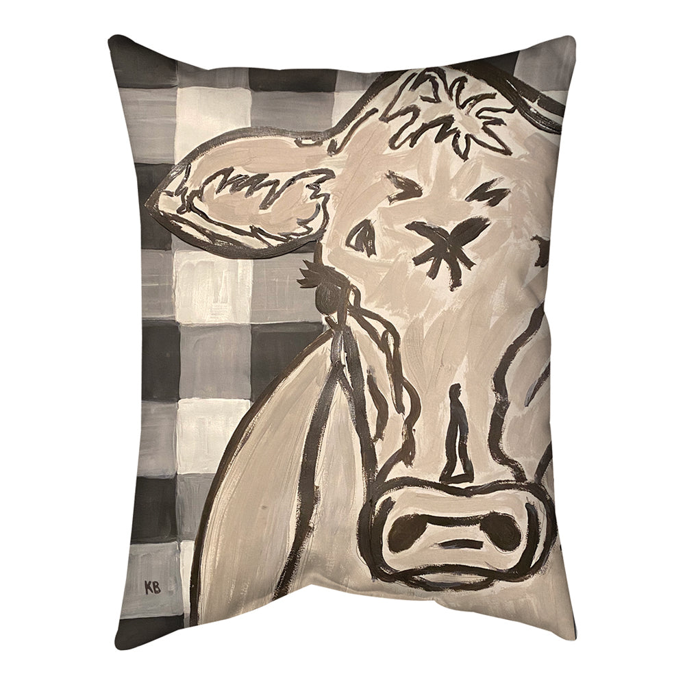 Farm Sketch Cow Climaweave Pillow 18"X13" Indoor/Outdoor