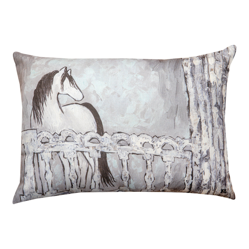 Farm Sketch Horse Climaweave Pillow 18"X13" Indoor/Outdoor
