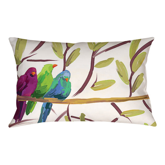 Flocked Together Song Birds Climaweave Pillow 18"x13" Indoor/Outdoor