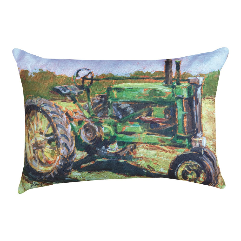 Green Tractor Climaweave Pillow 18"x13"