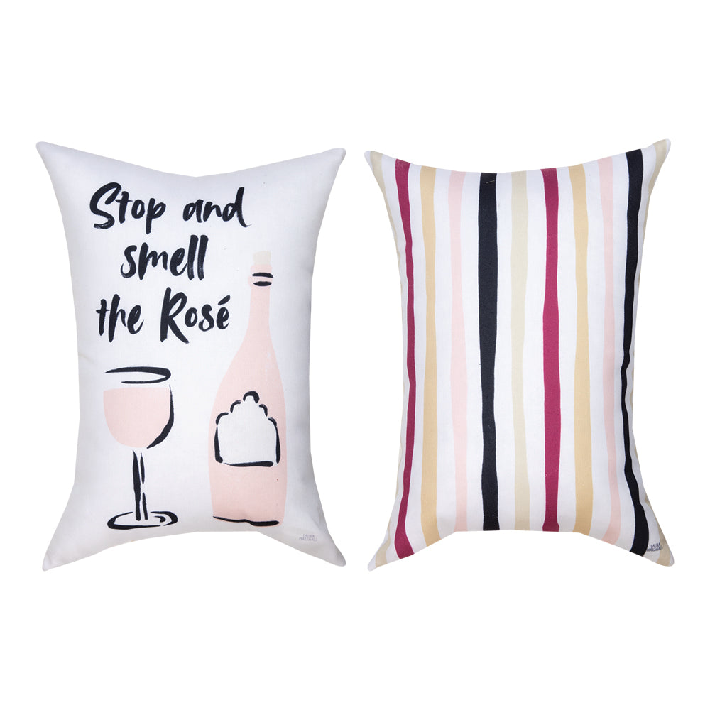 Stop And Smell The Rosé Climaweave Pillow 13"X18" Indoor/Outdoor