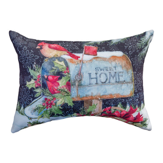Heart And Home Pillow 18x13 Cardinal, Holly, Christmas, Winter